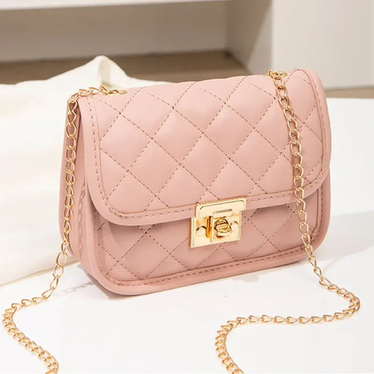 New Fashion Female Shoulder Bag Rhombus Embroidered Solid Color Chain Womens Shoulder Crossbody Casual Trendy Phone Bag