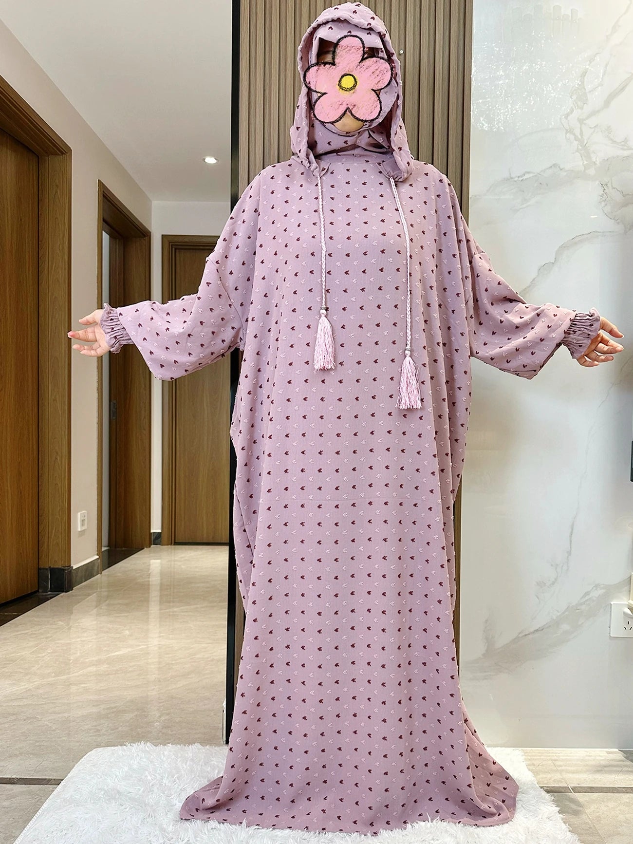 New Ramadan Muslim Two Hats Abaya Dubai Turkey Islam Prayer Clothes Solid Cotton Fabric Dresses Islam Women Dress Kaftan