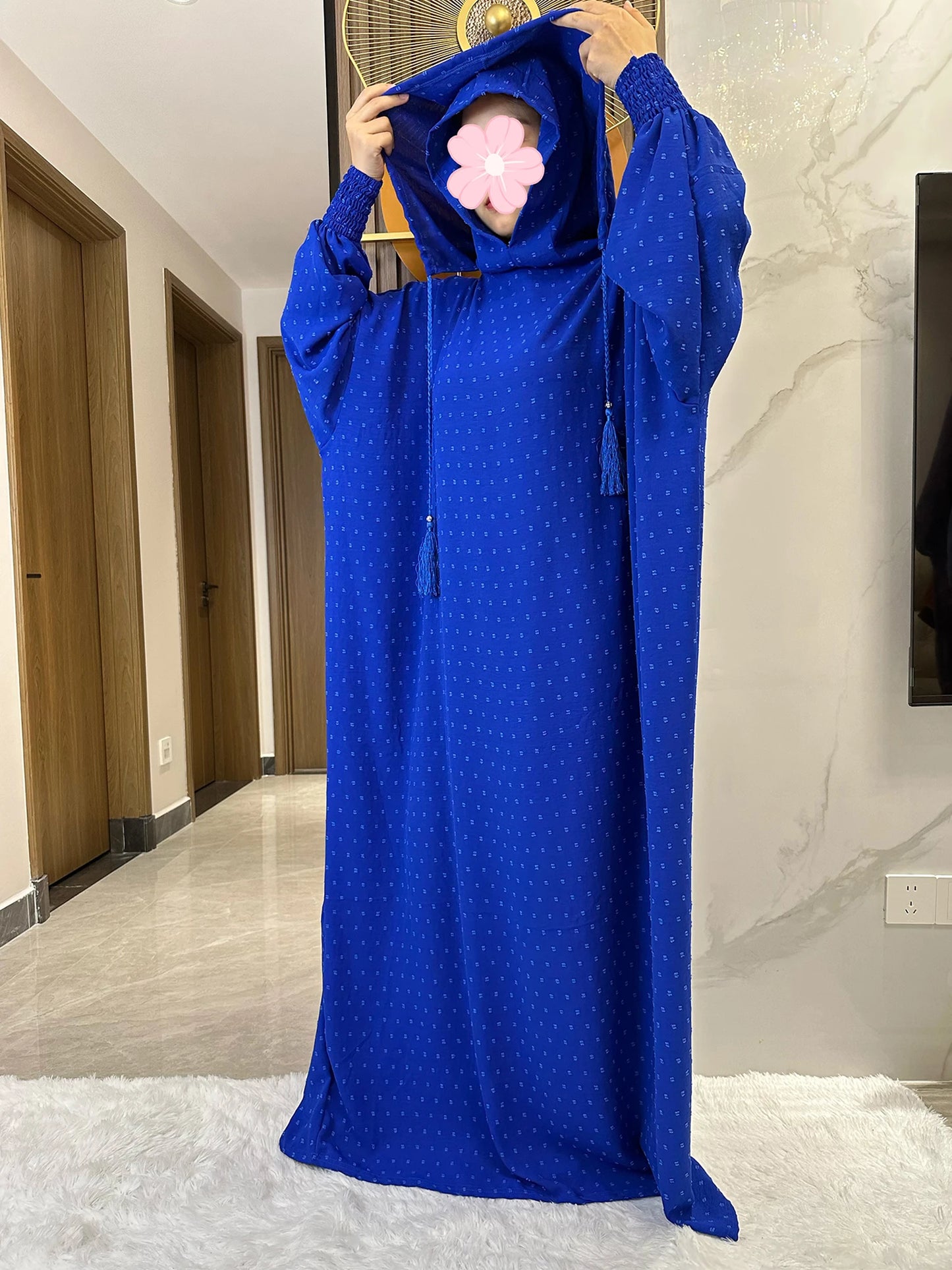 New Ramadan Muslim Two Hats Abaya Dubai Turkey Islam Prayer Clothes Solid Cotton Fabric Dresses Islam Women Dress Kaftan