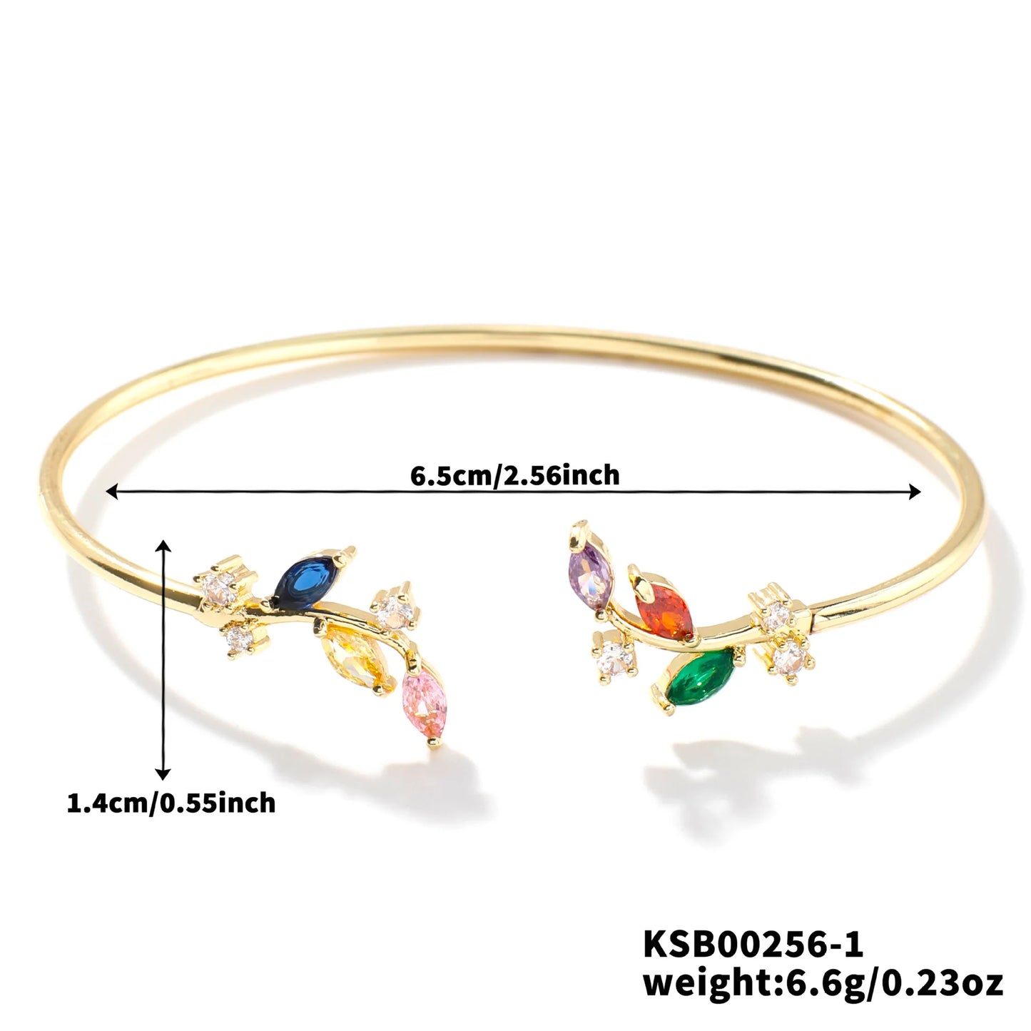 ZAKOL Simple Leaf Zircon Open Bracelet Gold Color Stainless Steel Cuff Bracelet Pulseira Feminin Tiny Hand Jewelry