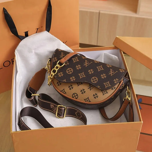 Accessible luxuryclassy textured saddle bagnew arrivaltrendy style easiest for match half round bag