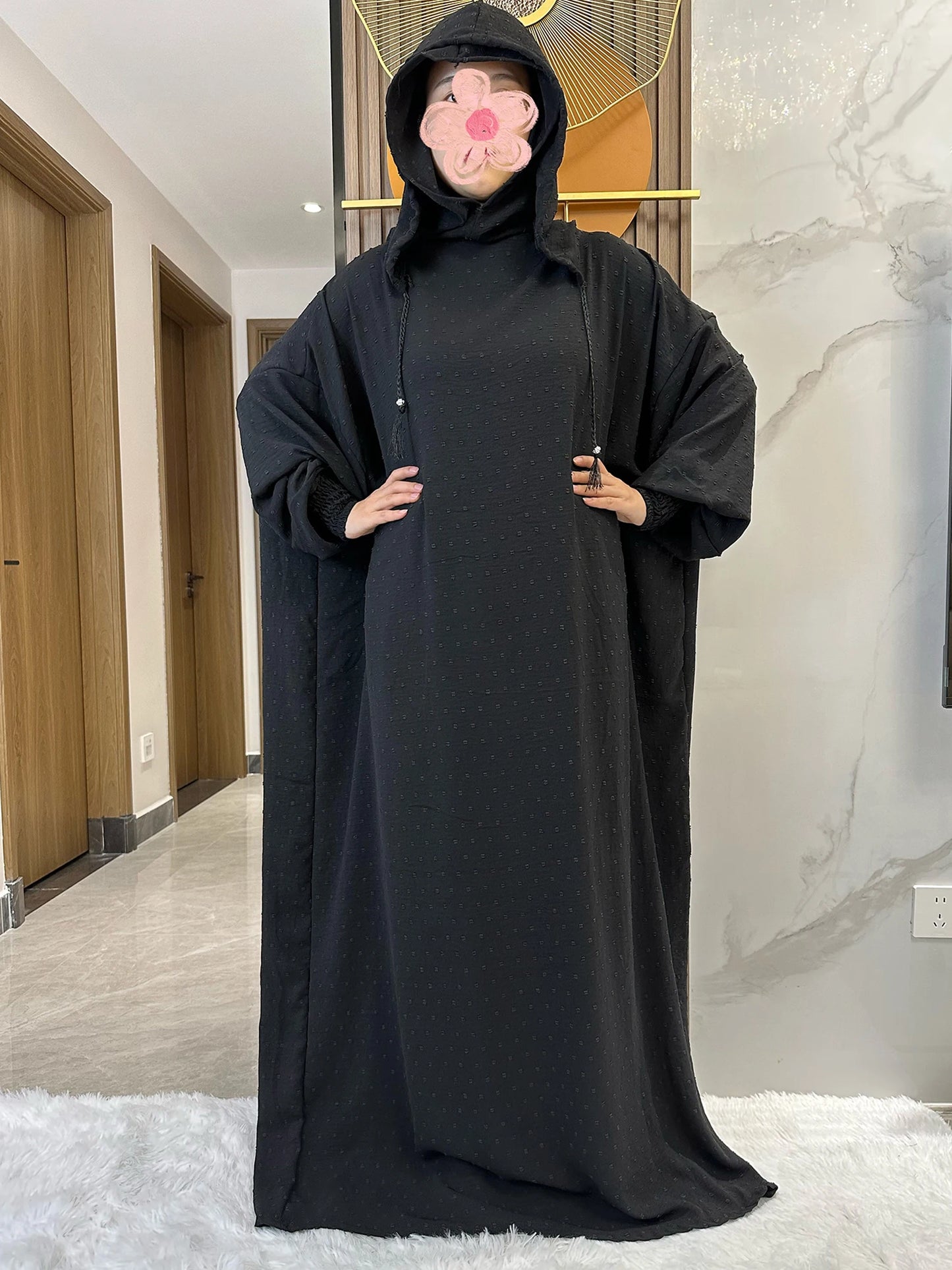 New Ramadan Muslim Two Hats Abaya Dubai Turkey Islam Prayer Clothes Solid Cotton Fabric Dresses Islam Women Dress Kaftan