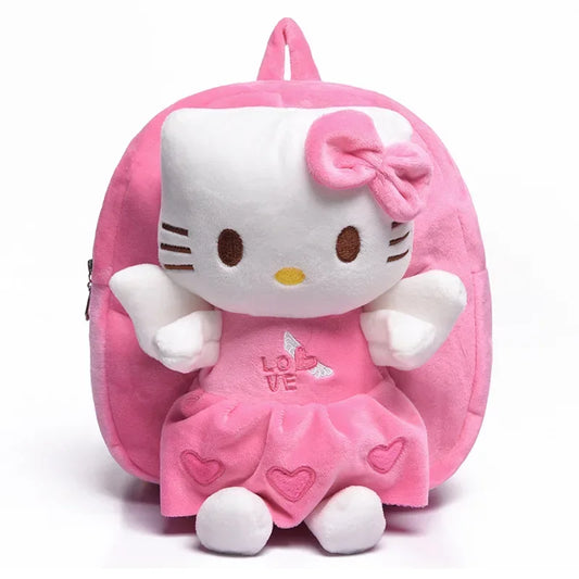 Hello Kitty KT Mickey Mouse Cat Cartoon PP Cotton Short Plush Doll Kindergarten Children Backpack Boys Girls Schoolbag