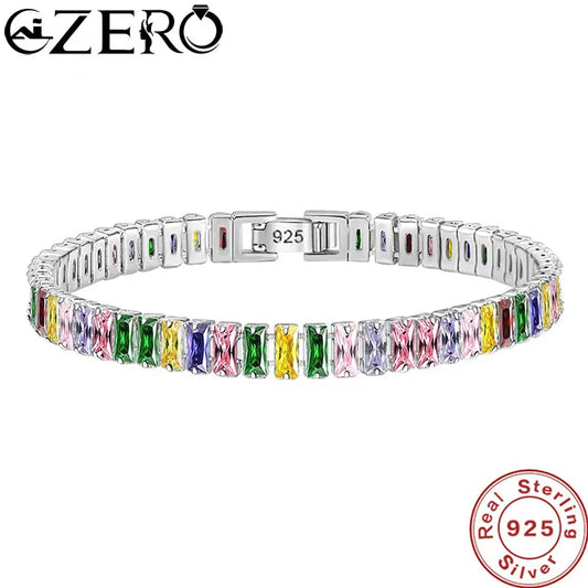 925 Sterling Silver Bracelet Noble Color Crystal Hand For Women Charm Wedding designer Jewelry Gift Party 18cm