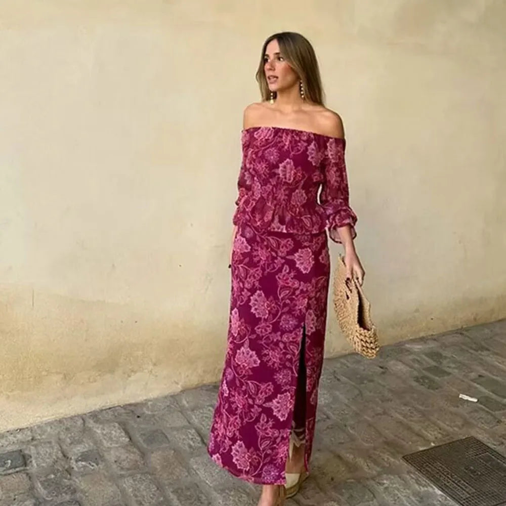 new fashionable women's clothing casual and elegant design retro European and American printing set