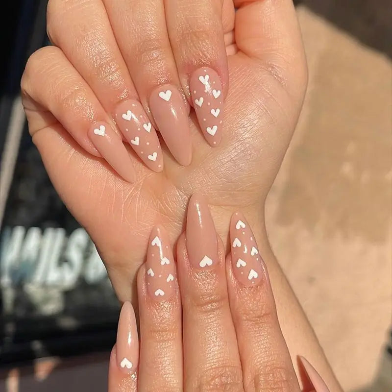 Medium-length Acrylic Almond Fake Nails Art Cool Hottie Girl Wear False Nails Europe and USA Press on Nail Removable French Nail