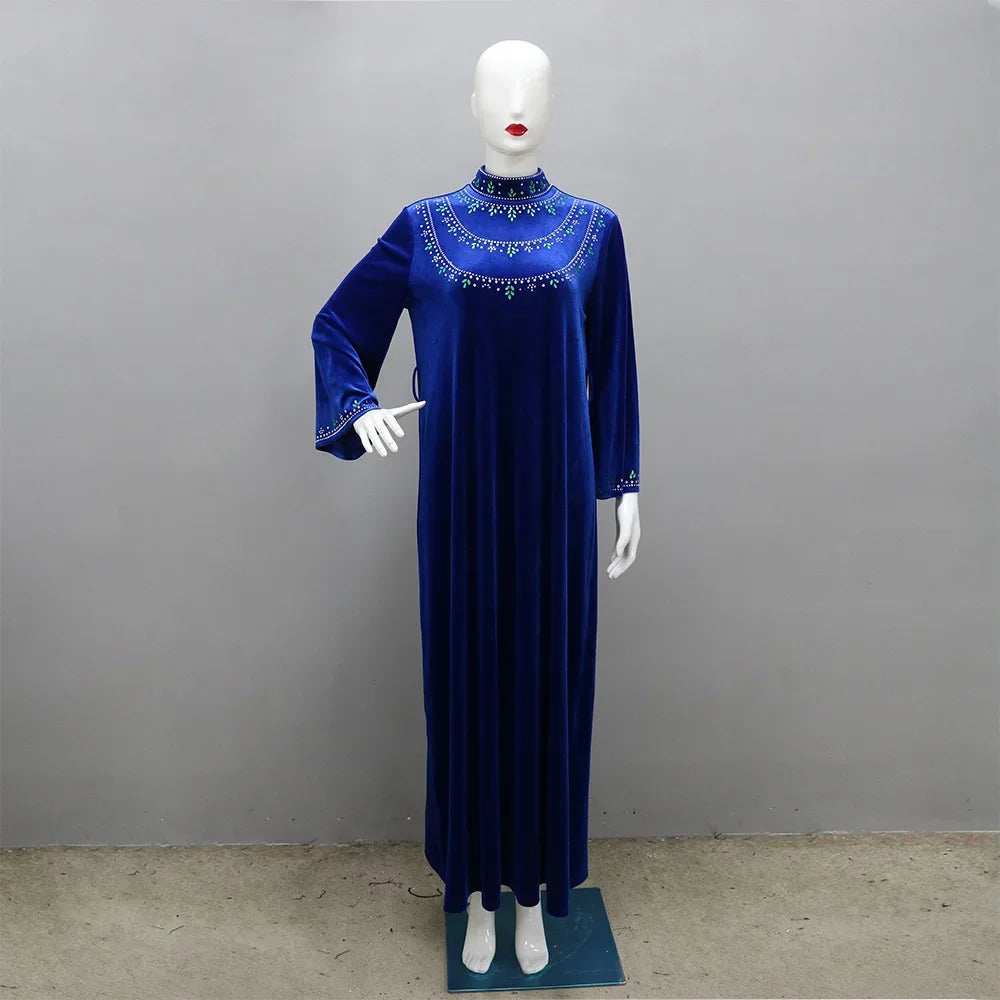 Saudi Arabia Women Royal Blue Luxury Prom Dresses A line Party Dress Long Sleeves Zipper Formal Evening Dresses Robes de soirée