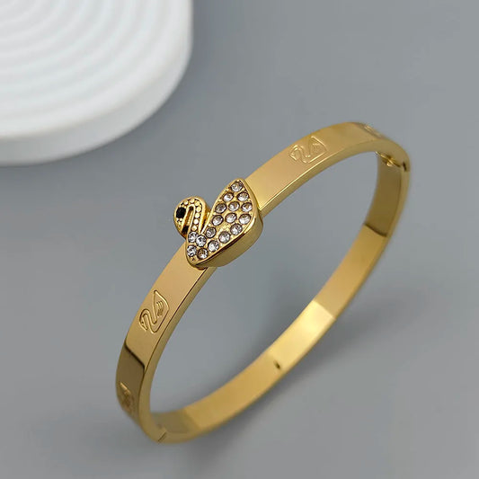 New swan zircon gold-plated stainless steel bracelet 18K, high quality waterproof couple bracelet, wife gift