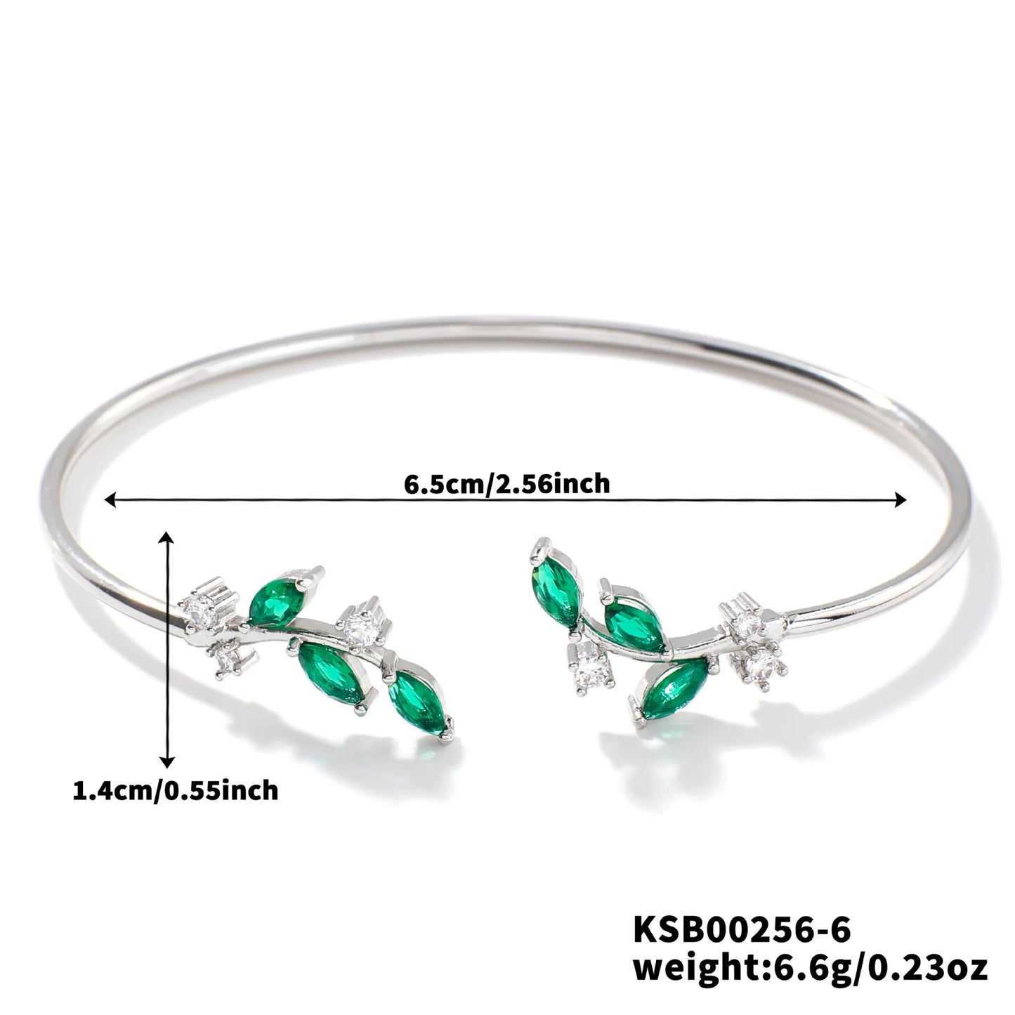 ZAKOL Simple Leaf Zircon Open Bracelet Gold Color Stainless Steel Cuff Bracelet Pulseira Feminin Tiny Hand Jewelry