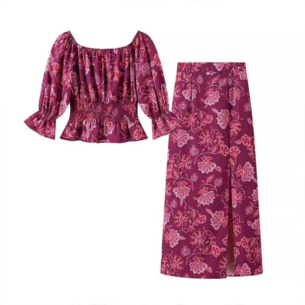 new fashionable women's clothing casual and elegant design retro European and American printing set