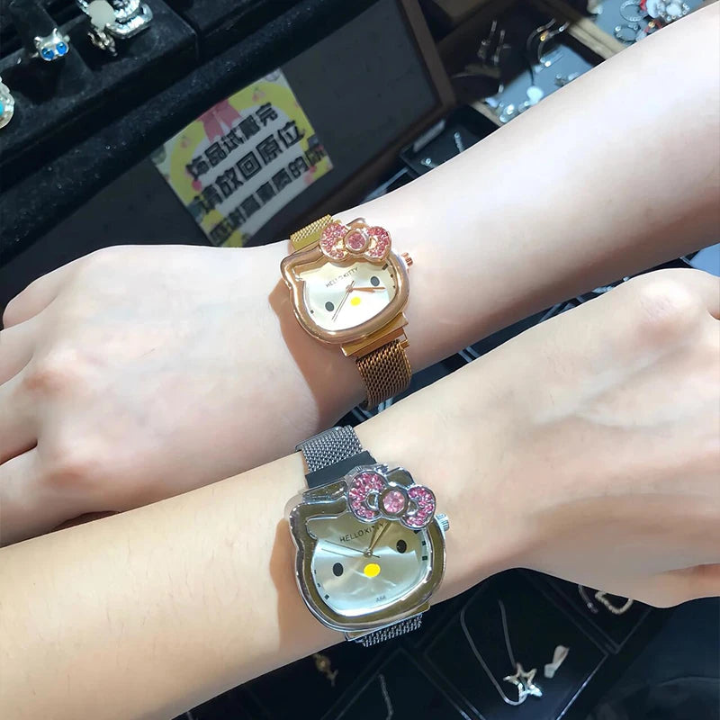 Hello Kitty Sanrio Wrist Watch Cartoon Figure Magnetic Attraction Quartz Watch Y2K Girls Jewelry Accessory Lovers Gifts