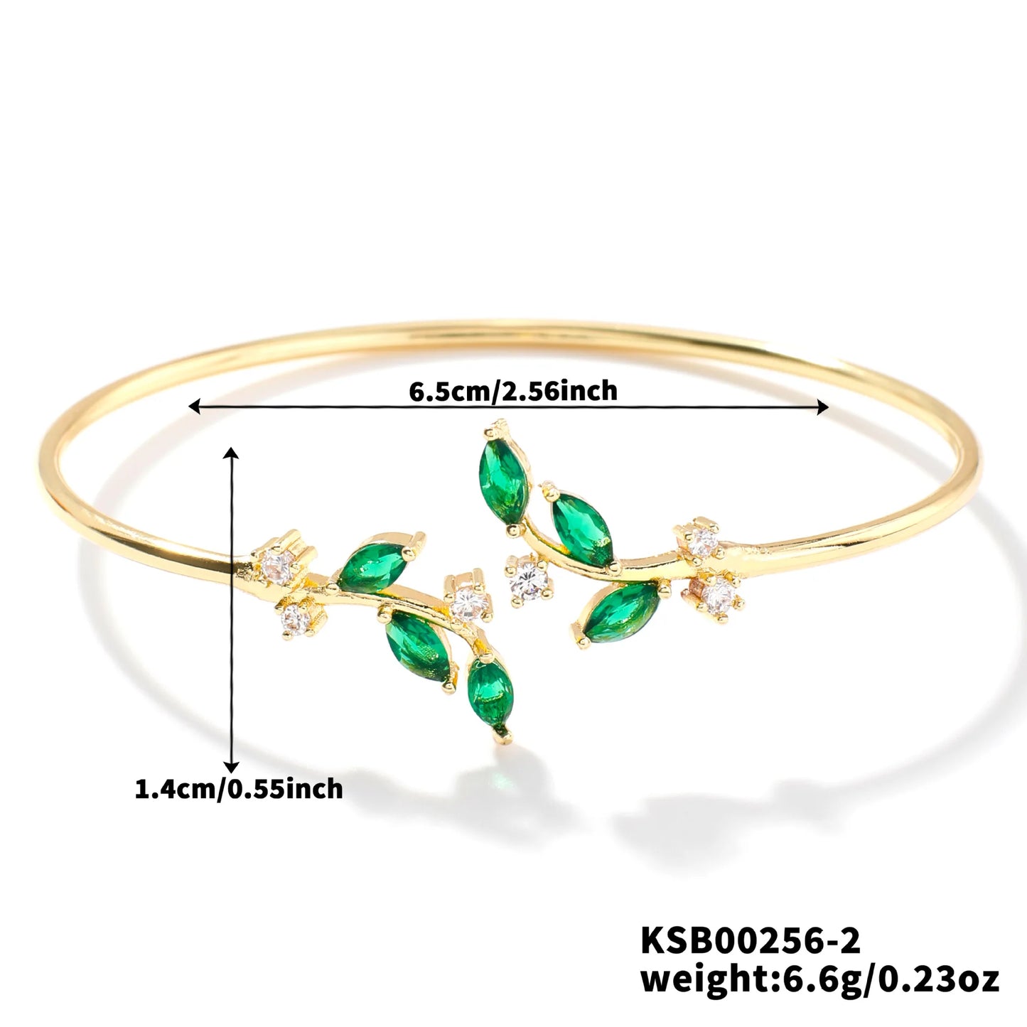 ZAKOL Simple Leaf Zircon Open Bracelet Gold Color Stainless Steel Cuff Bracelet Pulseira Feminin Tiny Hand Jewelry