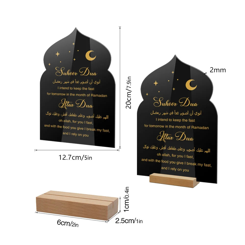 Ramadan Kareem Iftar Decorations Suhoor And Iftar Dua Sign For Home Eid Table Decor Islamic Crescent Moon Star Gifts Acrylic