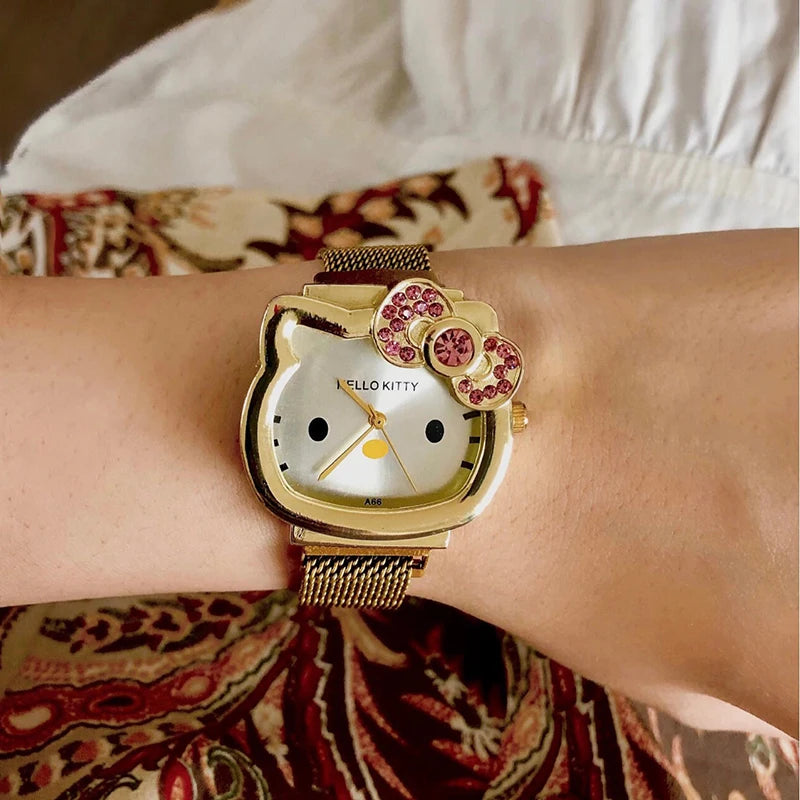 Hello Kitty Sanrio Wrist Watch Cartoon Figure Magnetic Attraction Quartz Watch Y2K Girls Jewelry Accessory Lovers Gifts