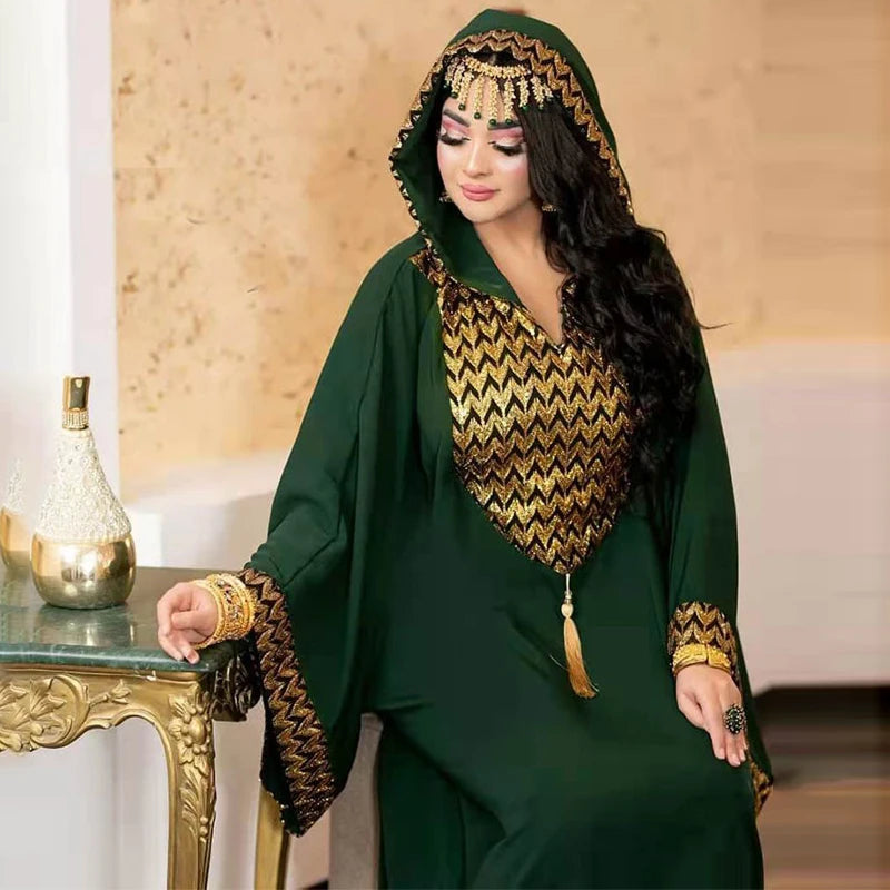 dress Dubai Luxury Evening Dresses Women Abaya Dubai Turkey Islam Kaftan Muslim African Hooded Dress Robe Djellaba Femme