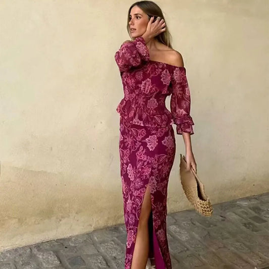 new fashionable women's clothing casual and elegant design retro European and American printing set
