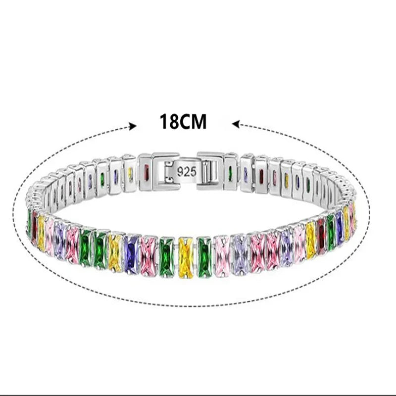 925 Sterling Silver Bracelet Noble Color Crystal Hand For Women Charm Wedding designer Jewelry Gift Party 18cm
