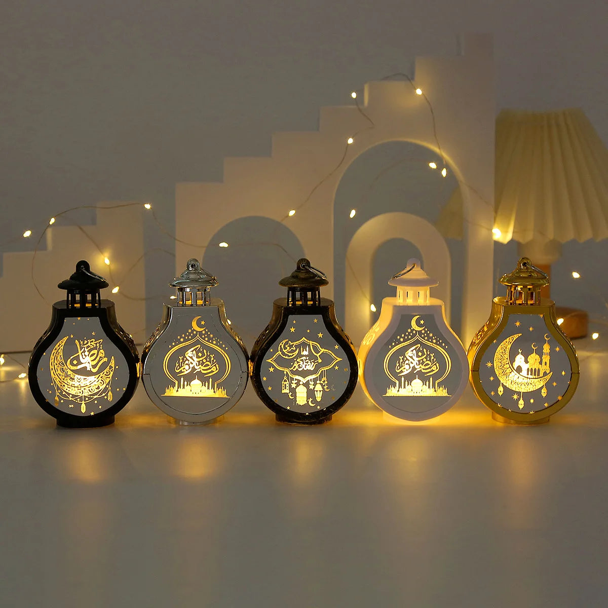 Eid Mubarak LED Wind Lamp Ornament Islam Muslim Party Decor Supplies Ramadan Lantern 2024 Eid Decoration for Home Party Gift