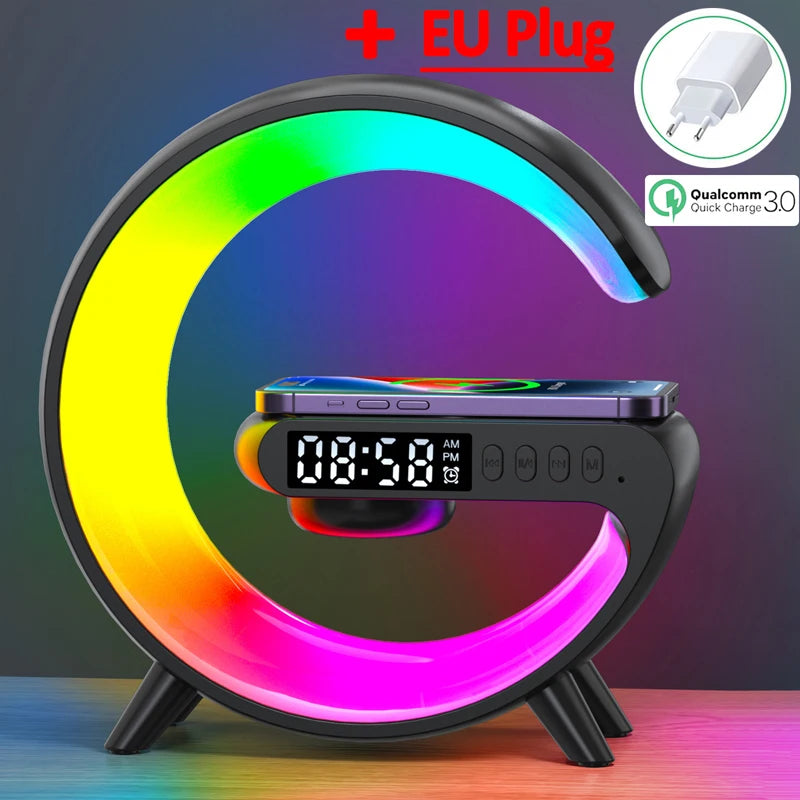 Multifunction Bluetooth Speaker TF RGB Night Light 15W Wireless Charger Stand for iPhone Samsung Xiaomi Fast Charging Station