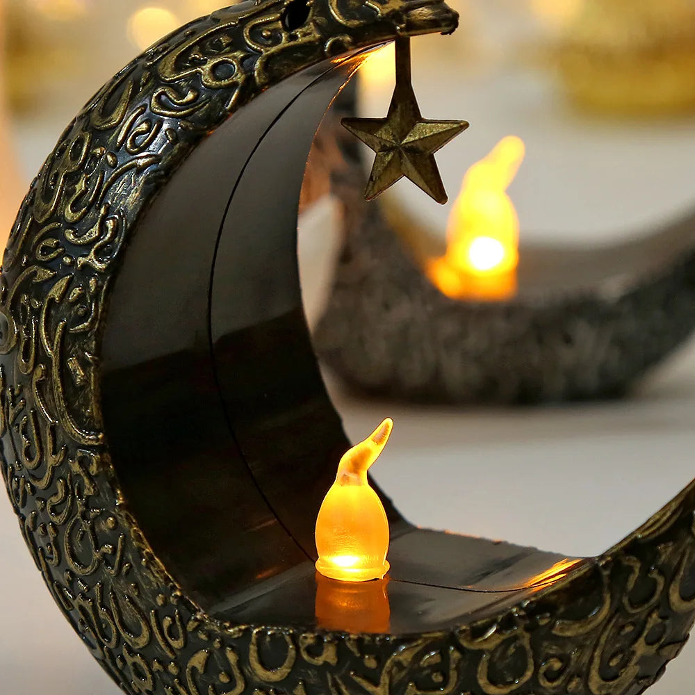 2025 Ramadan Decoration Star Moon LED Candlestick Lamp for Ramadan Kareem Islamic Muslim Home Decor Lamp Eid Mubarak Party Gifts