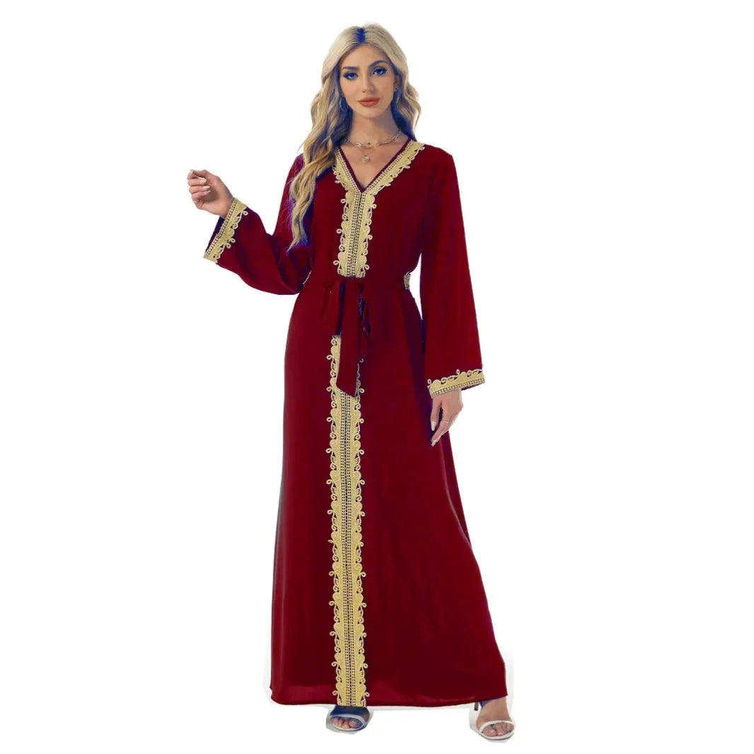 Elegant Long Dress Middle East Arab Women's Fashion Abaya Muslim Set Women's Clothing Elegant Long Dress