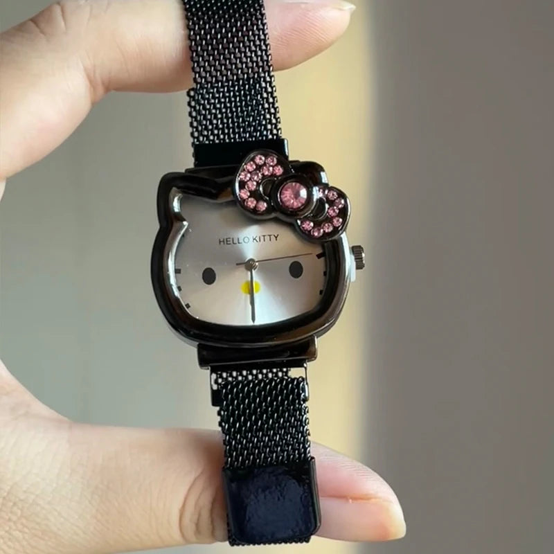 Hello Kitty Sanrio Wrist Watch Cartoon Figure Magnetic Attraction Quartz Watch Y2K Girls Jewelry Accessory Lovers Gifts