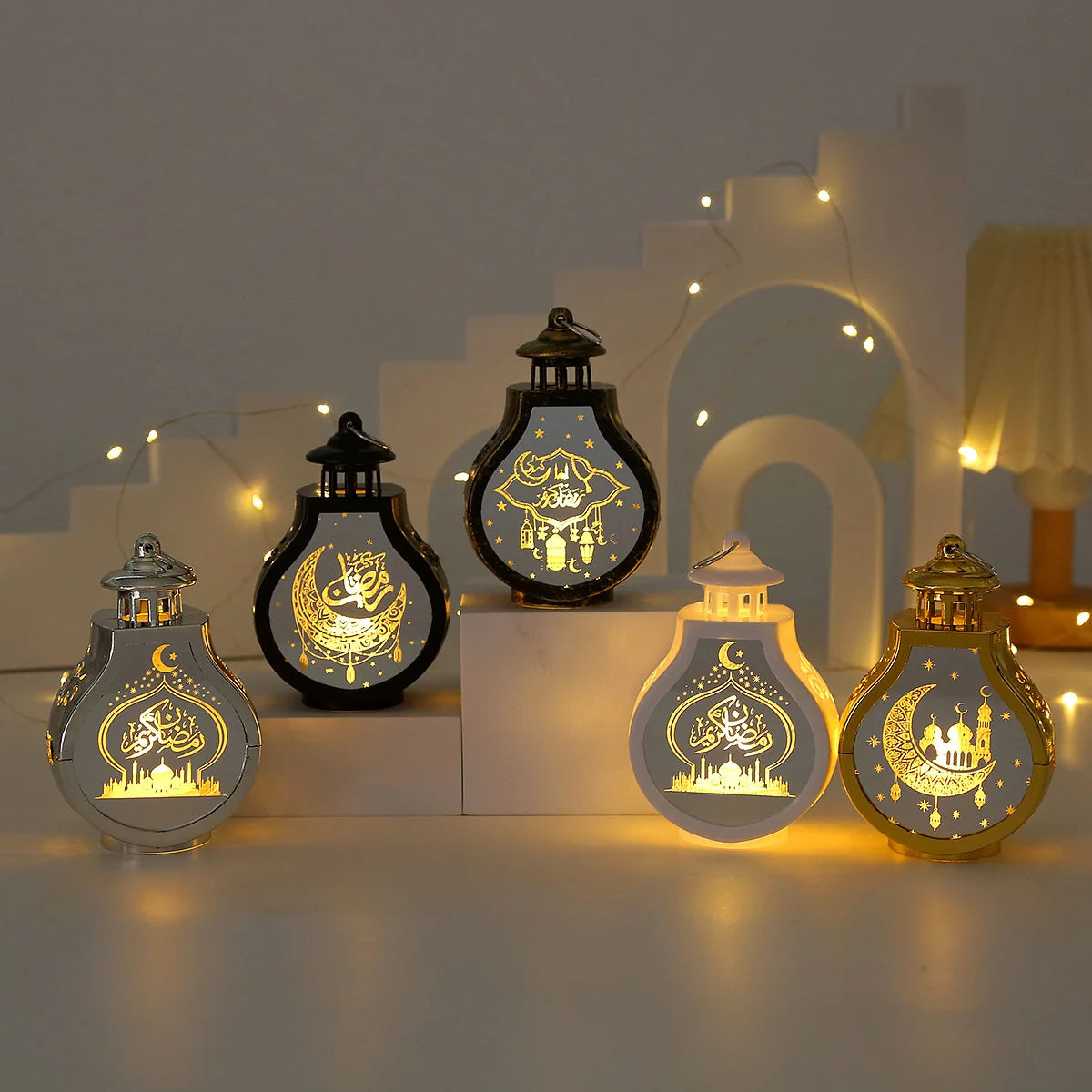 Eid Mubarak LED Wind Lamp Ornament Islam Muslim Party Decor Supplies Ramadan Lantern 2024 Eid Decoration for Home Party Gift