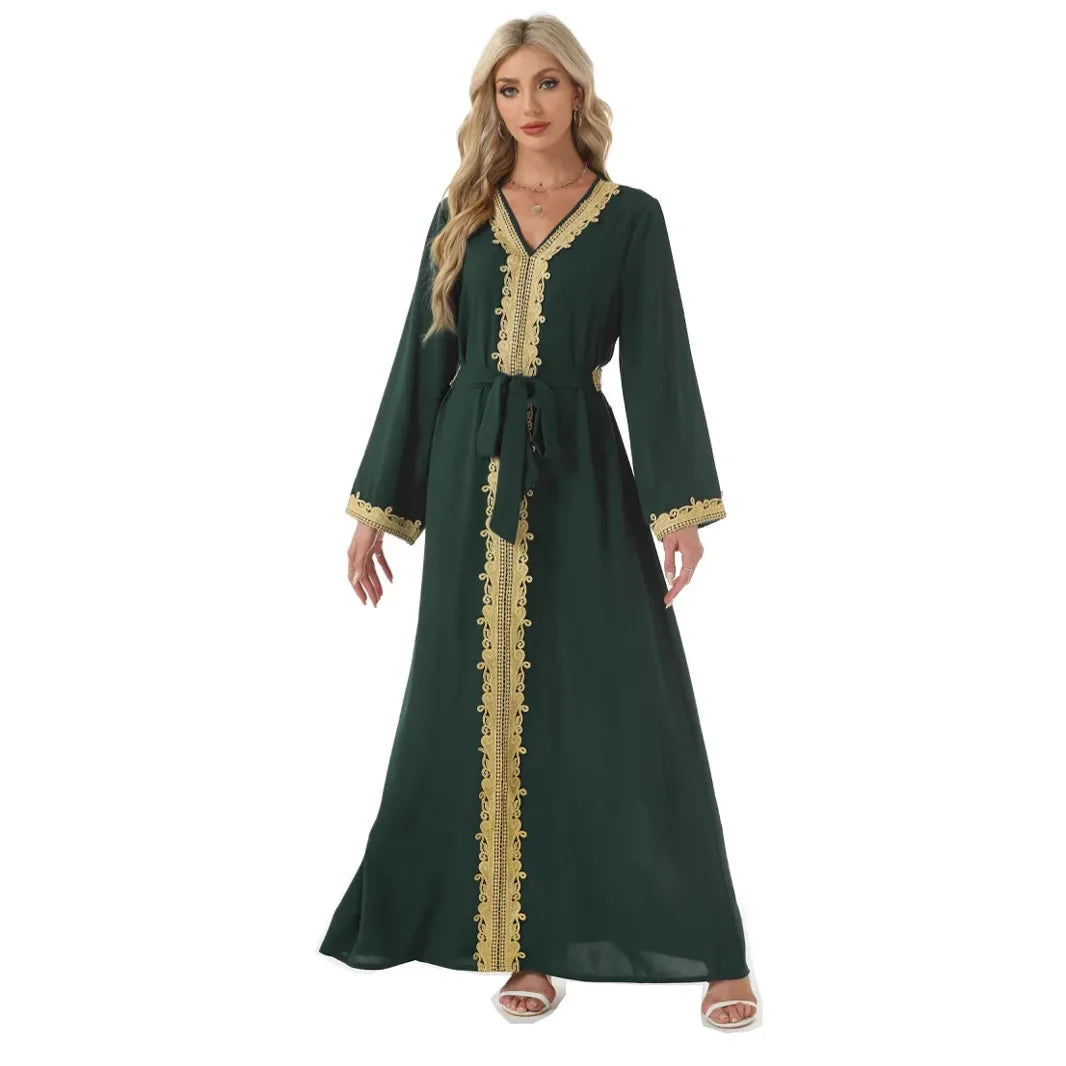 Elegant Long Dress Middle East Arab Women's Fashion Abaya Muslim Set Women's Clothing Elegant Long Dress