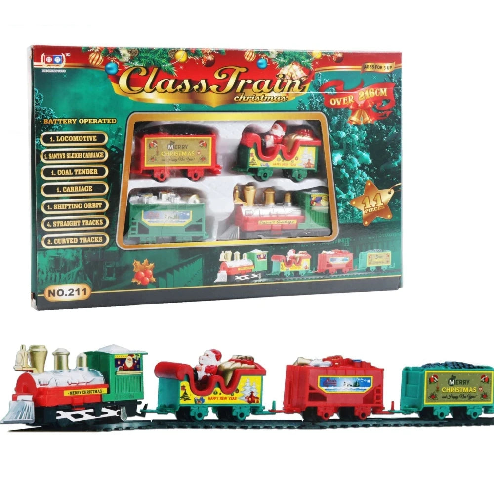 Electric Christmas Train Toy Set with Light Sound Train Track Set DIY Railway Tracks Educational Toys for Kids Party Xmas Gifts