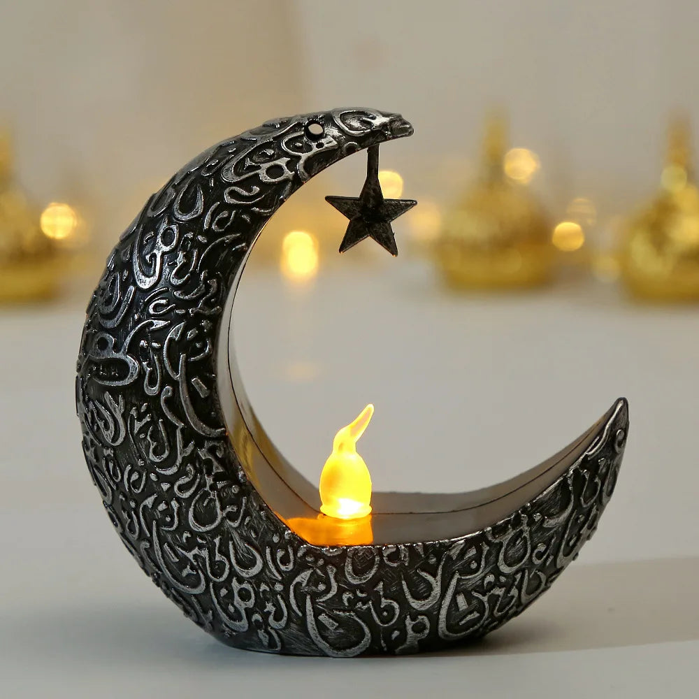 2025 Ramadan Decoration Star Moon LED Candlestick Lamp for Ramadan Kareem Islamic Muslim Home Decor Lamp Eid Mubarak Party Gifts