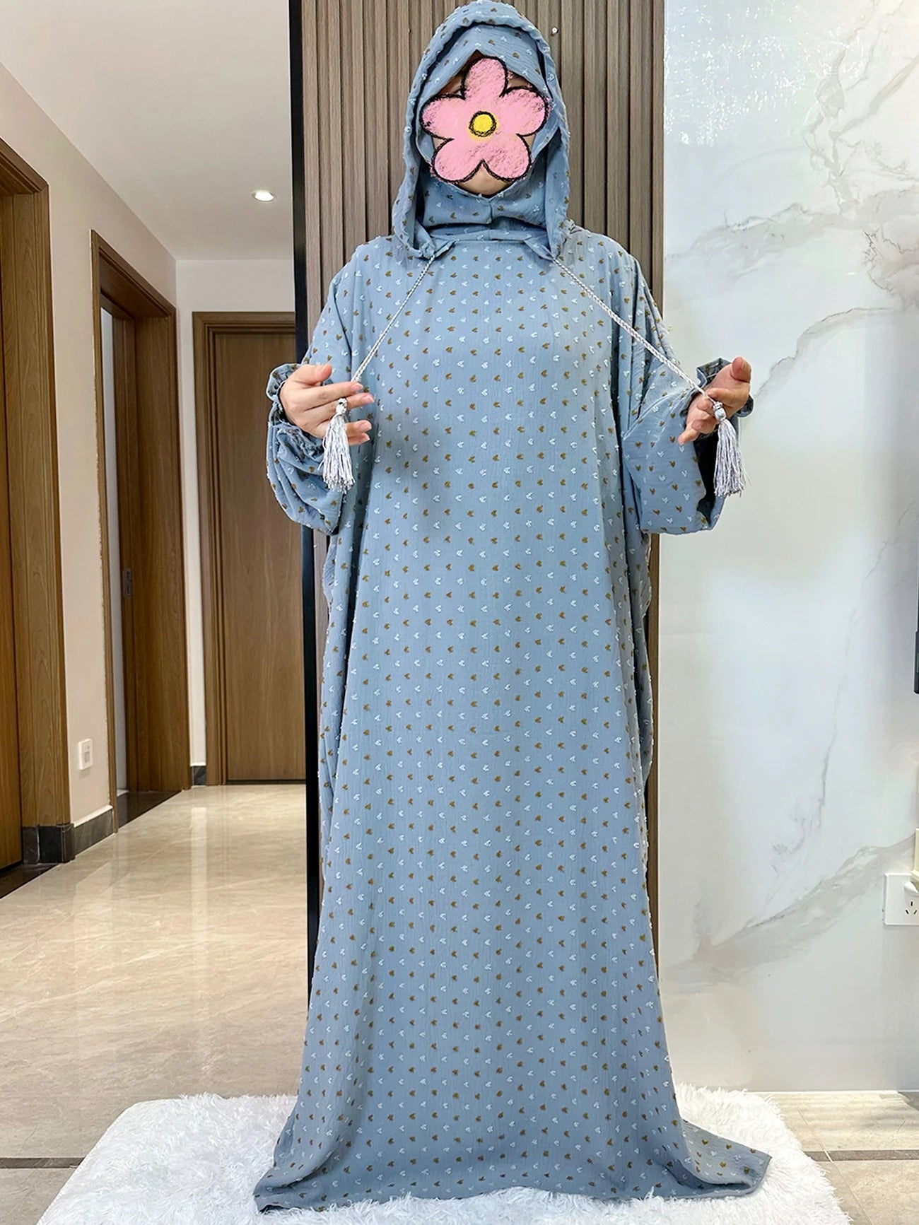 New Ramadan Muslim Two Hats Abaya Dubai Turkey Islam Prayer Clothes Solid Cotton Fabric Dresses Islam Women Dress Kaftan