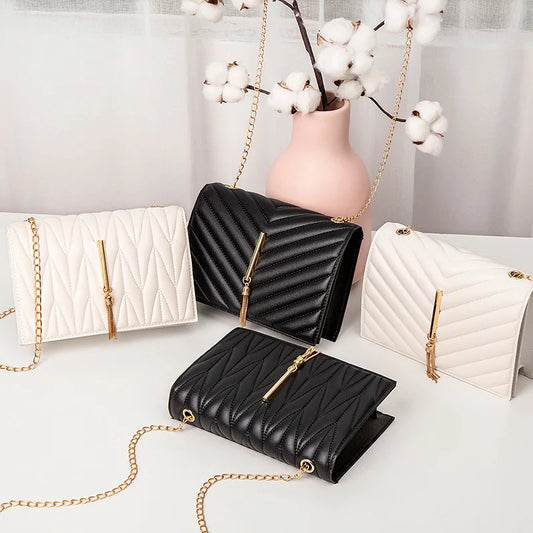 Spring New Embroidered Messenger Bag Simple Tassel Chain Bag Ladies Small Square Bag