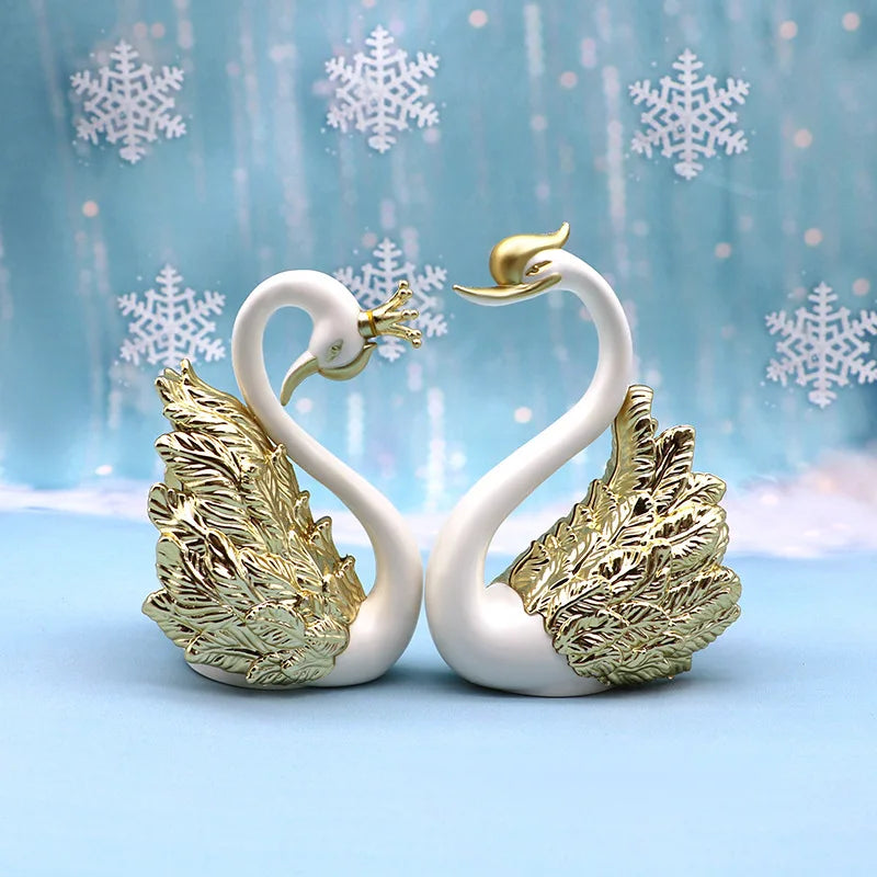 2pcs Swan Model Cute Figurine Collectibles Cute Car Interior Cake Top Decor for Love Theme Decoration Luxury Home Decor