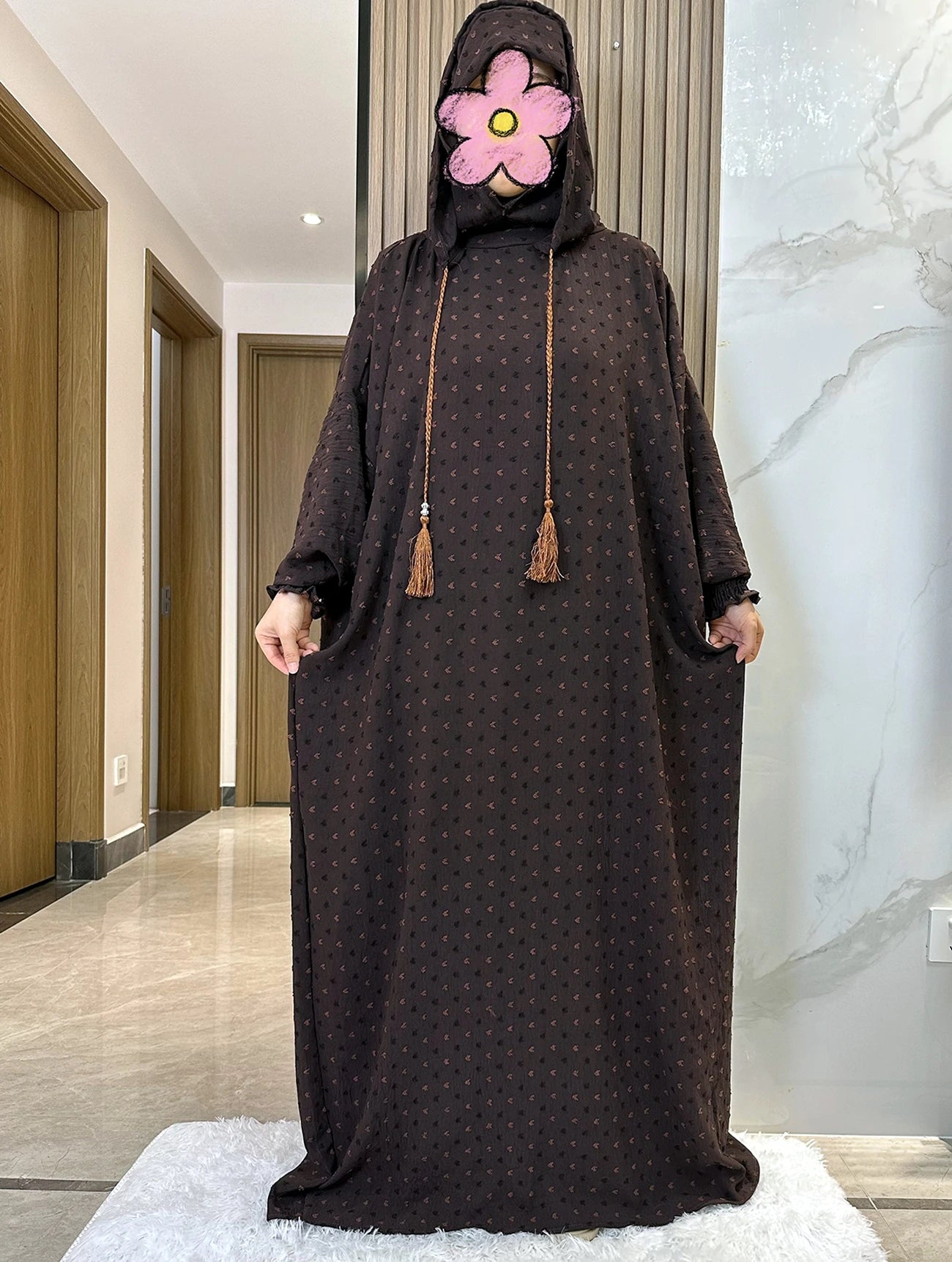 New Ramadan Muslim Two Hats Abaya Dubai Turkey Islam Prayer Clothes Solid Cotton Fabric Dresses Islam Women Dress Kaftan