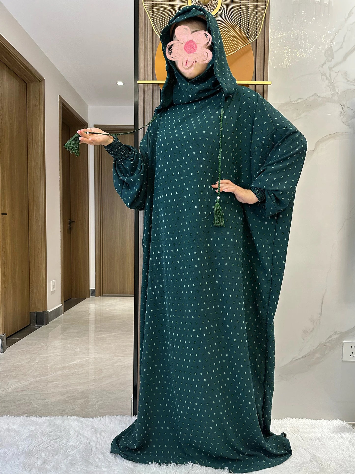 New Ramadan Muslim Two Hats Abaya Dubai Turkey Islam Prayer Clothes Solid Cotton Fabric Dresses Islam Women Dress Kaftan