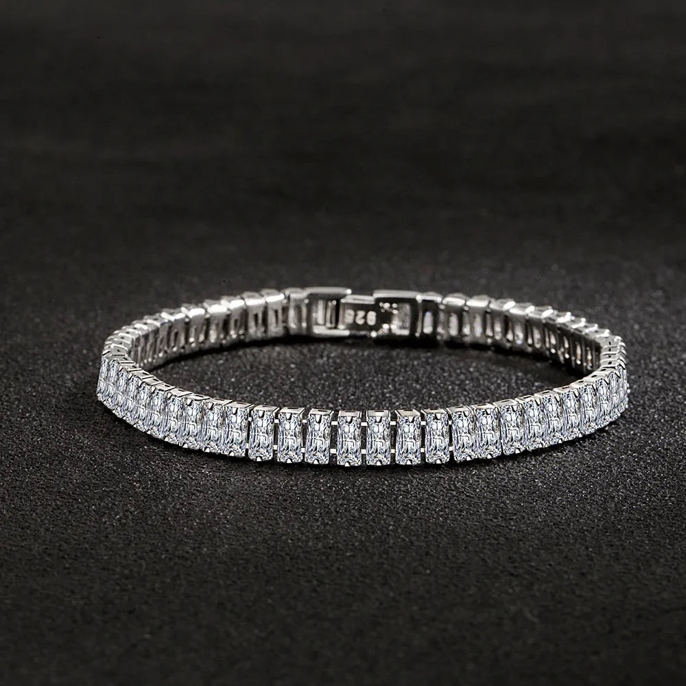 925 Sterling Silver Bracelet Noble Color Crystal Hand For Women Charm Wedding designer Jewelry Gift Party 18cm