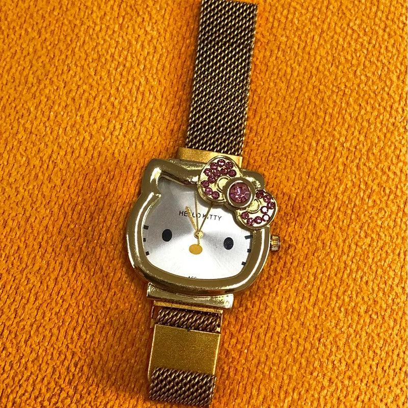 Hello Kitty Sanrio Wrist Watch Cartoon Figure Magnetic Attraction Quartz Watch Y2K Girls Jewelry Accessory Lovers Gifts