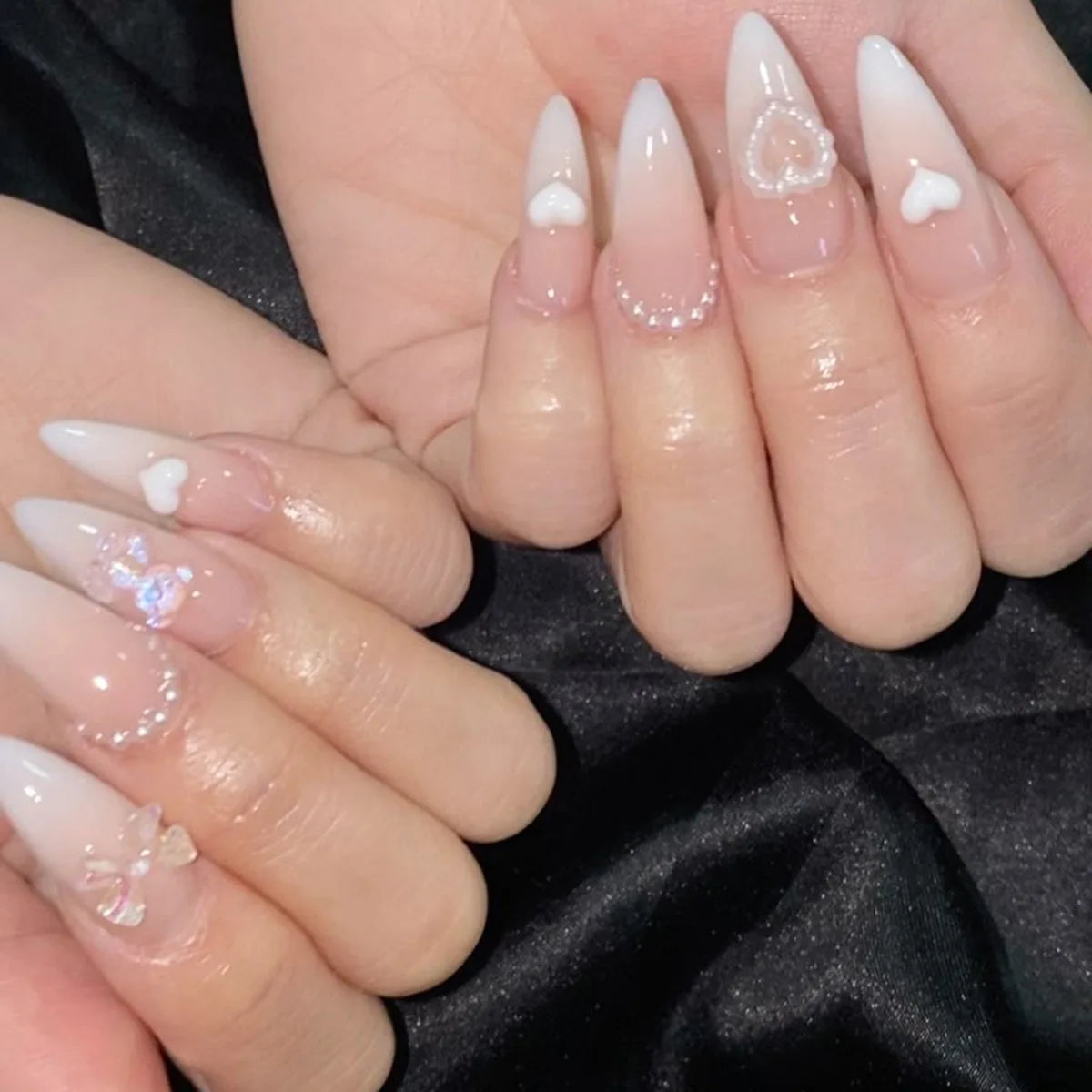 Medium-length Acrylic Almond Fake Nails Art Cool Hottie Girl Wear False Nails Europe and USA Press on Nail Removable French Nail