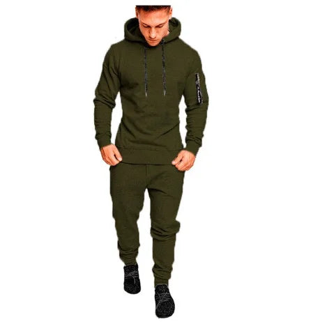 Men's Sportswear Set Two-piece Casual Jogging Warm Breathable Fitness Sportswear Set Military Tactical Hoodie + Trousers