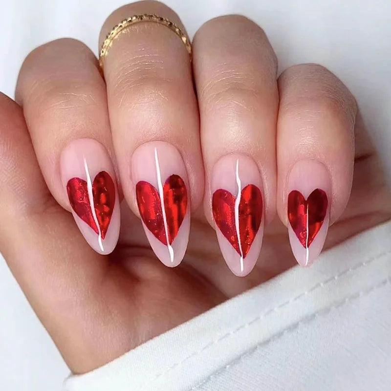 Medium-length Acrylic Almond Fake Nails Art Cool Hottie Girl Wear False Nails Europe and USA Press on Nail Removable French Nail