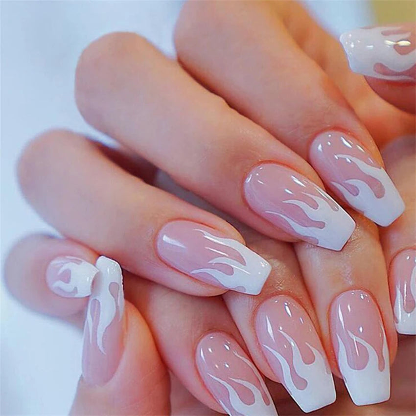 Medium-length Acrylic Almond Fake Nails Art Cool Hottie Girl Wear False Nails Europe and USA Press on Nail Removable French Nail