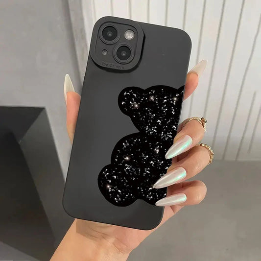 Bear Painting Phone Case For iPhone 16 15 14 Pro Max 13 12 11 XS X XR 7 8 Plus SE 2022 SE3 Shockproof Soft Silicone Cover