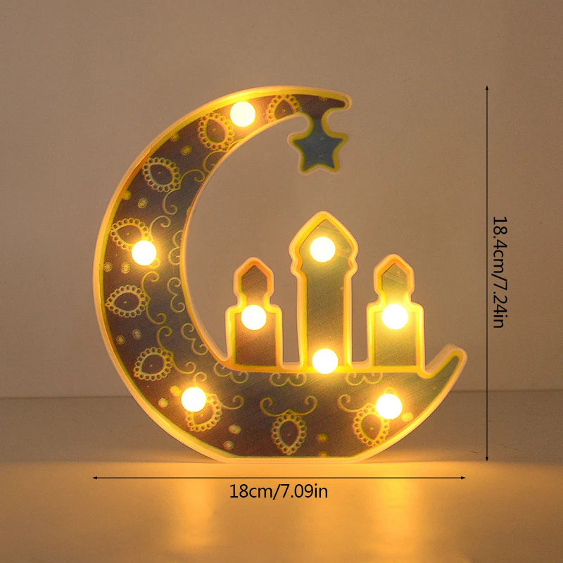 Ramadan LED Star Moon Light Lantern Eid Mubarak Home Table Decoration Ornaments 2025 Islam Muslim Festival Party Decor Eid Gifts