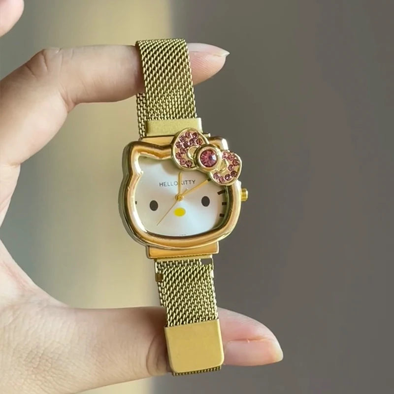 Hello Kitty Sanrio Wrist Watch Cartoon Figure Magnetic Attraction Quartz Watch Y2K Girls Jewelry Accessory Lovers Gifts