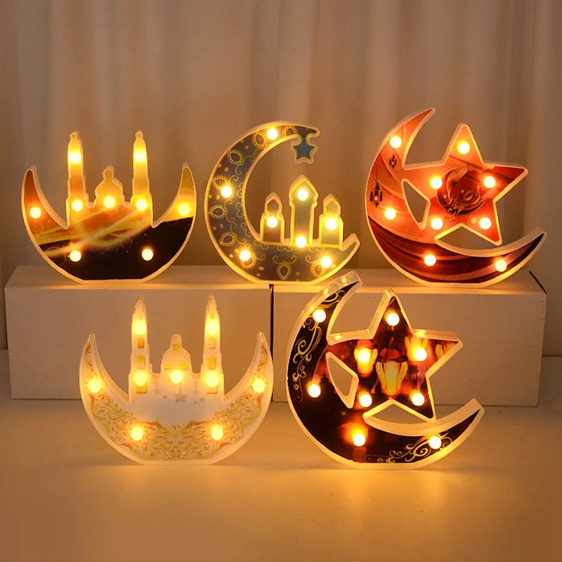 Ramadan LED Star Moon Light Lantern Eid Mubarak Home Table Decoration Ornaments 2025 Islam Muslim Festival Party Decor Eid Gifts