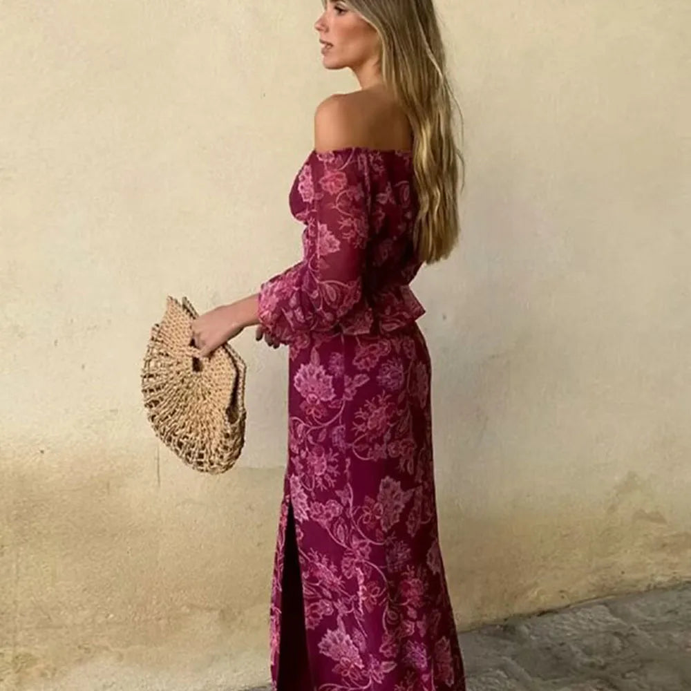 new fashionable women's clothing casual and elegant design retro European and American printing set