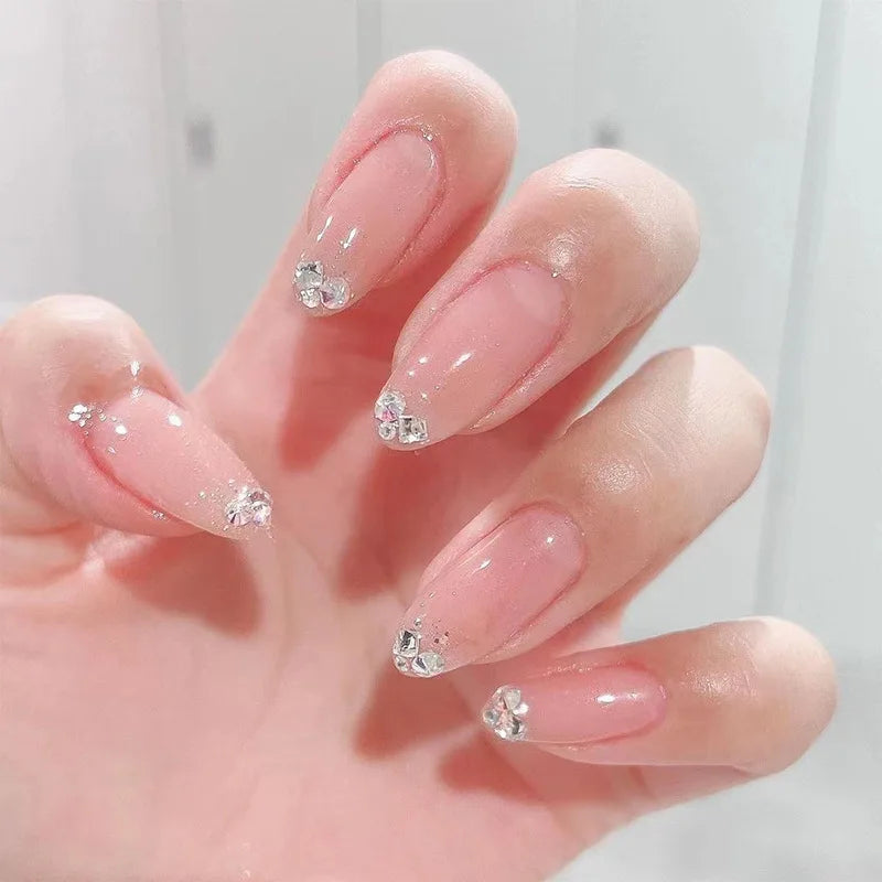 Medium-length Acrylic Almond Fake Nails Art Cool Hottie Girl Wear False Nails Europe and USA Press on Nail Removable French Nail