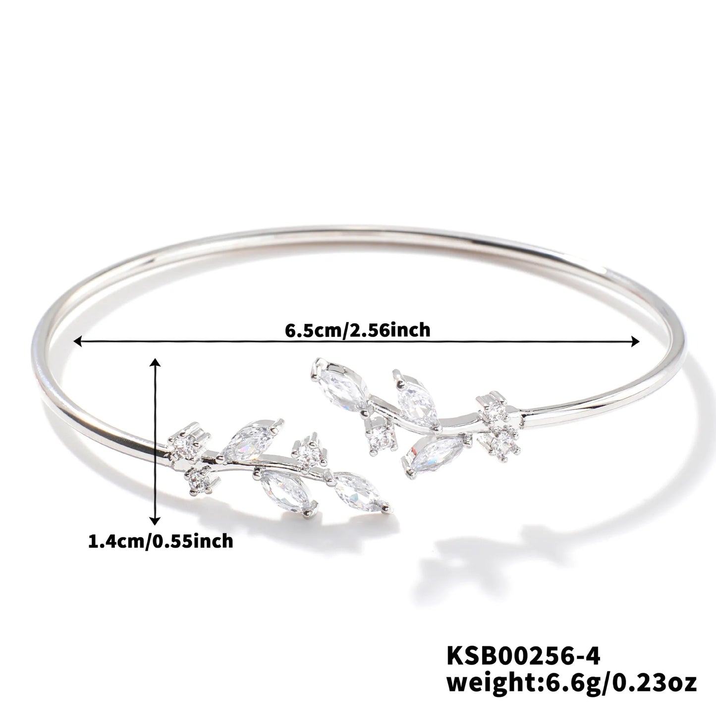 ZAKOL Simple Leaf Zircon Open Bracelet Gold Color Stainless Steel Cuff Bracelet Pulseira Feminin Tiny Hand Jewelry