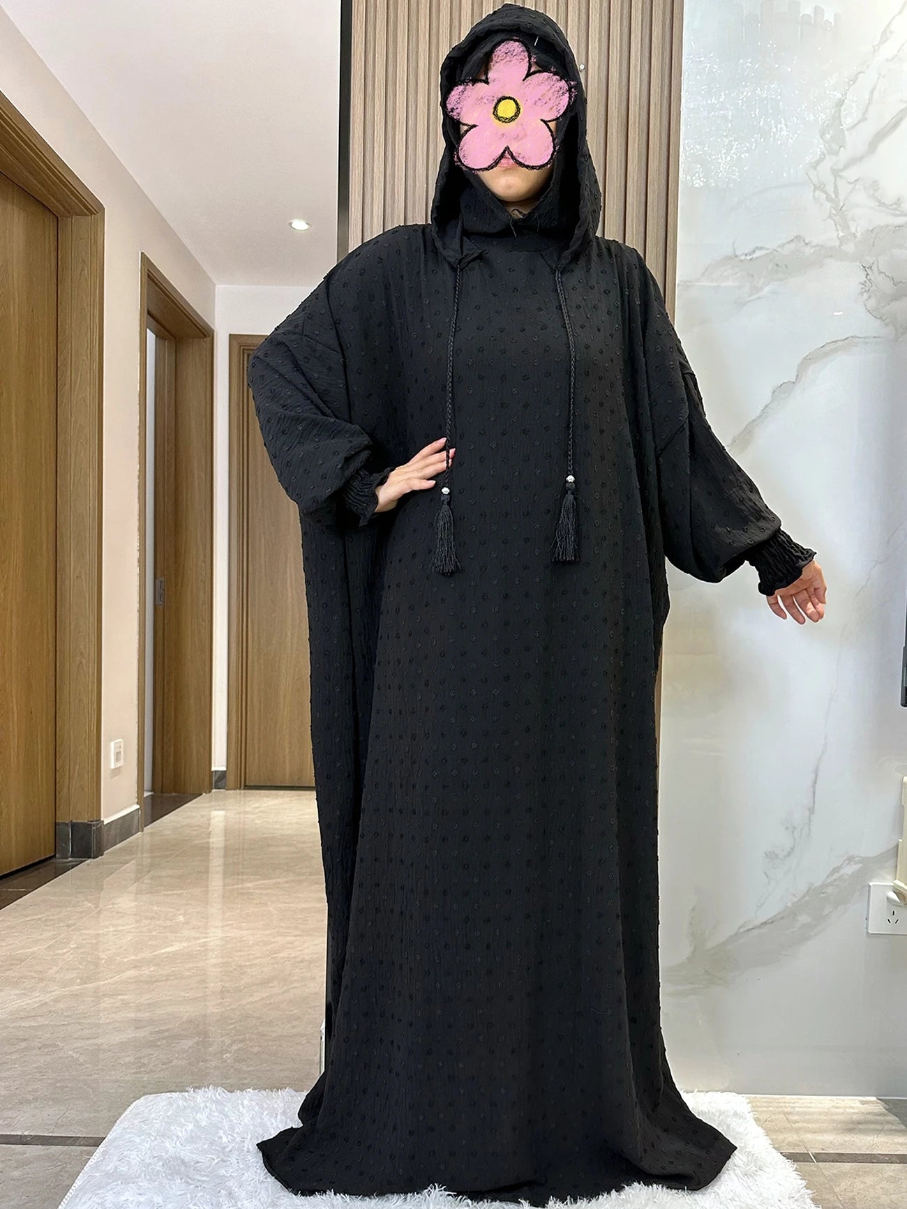 New Ramadan Muslim Two Hats Abaya Dubai Turkey Islam Prayer Clothes Solid Cotton Fabric Dresses Islam Women Dress Kaftan