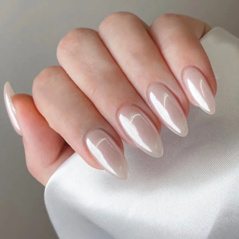 Medium-length Acrylic Almond Fake Nails Art Cool Hottie Girl Wear False Nails Europe and USA Press on Nail Removable French Nail